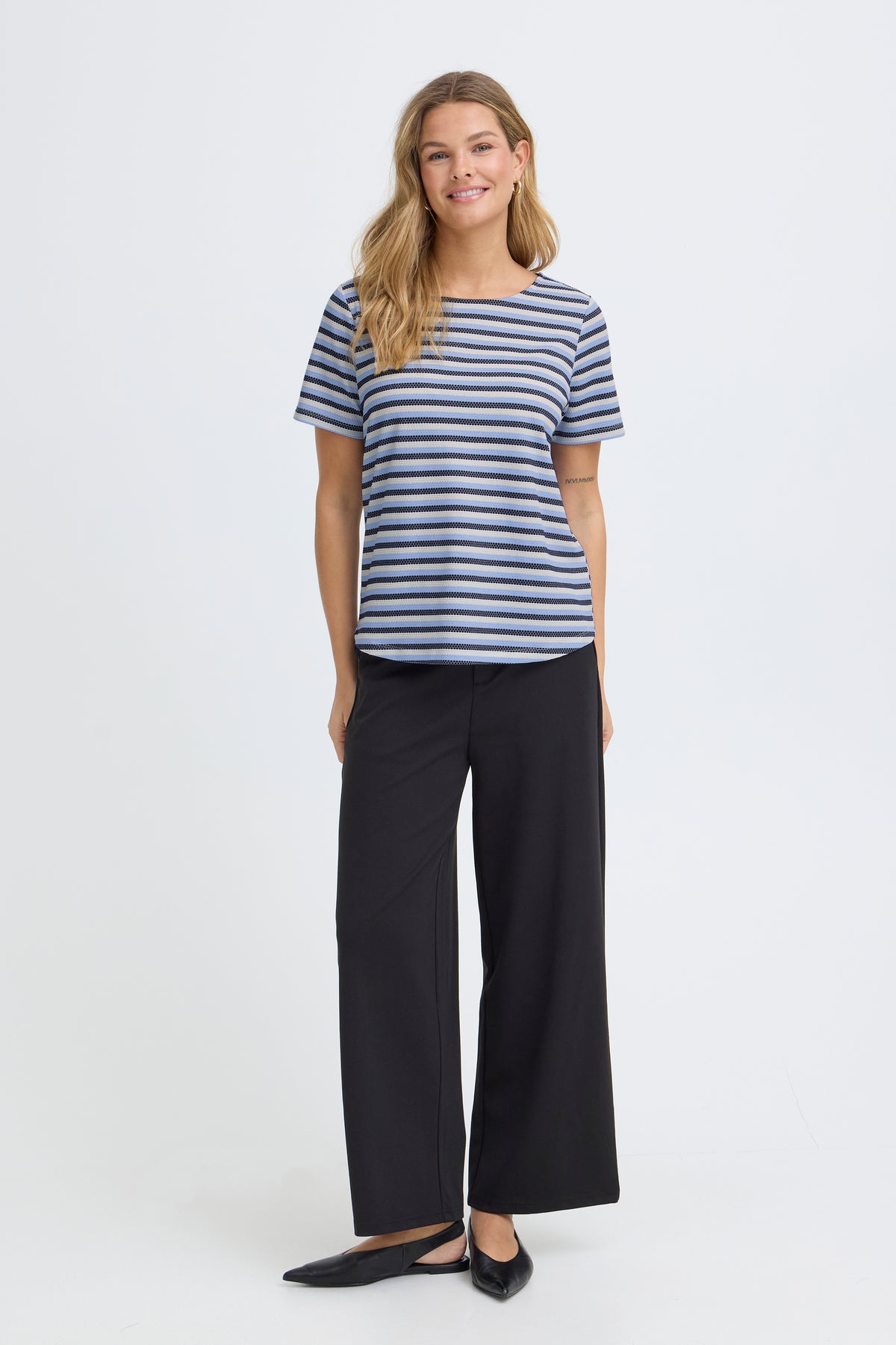 Fransa FrJosie Hydrangea Blue Stripe T-Shirt