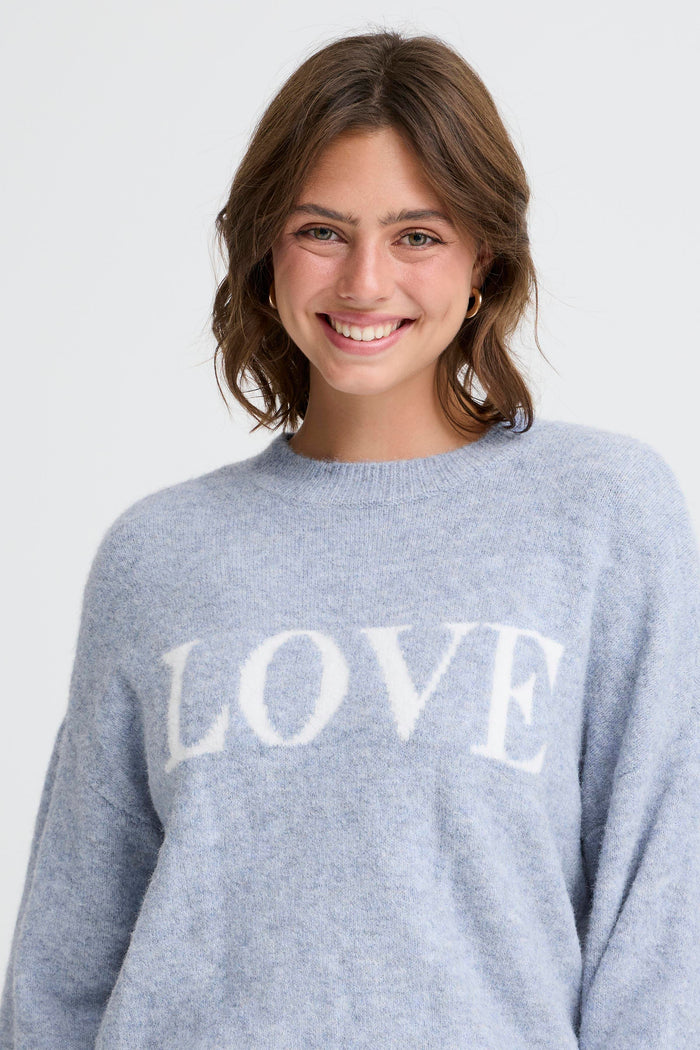 Fransa FrFlorence Infinity Blue Supersoft 'LOVE' Knit