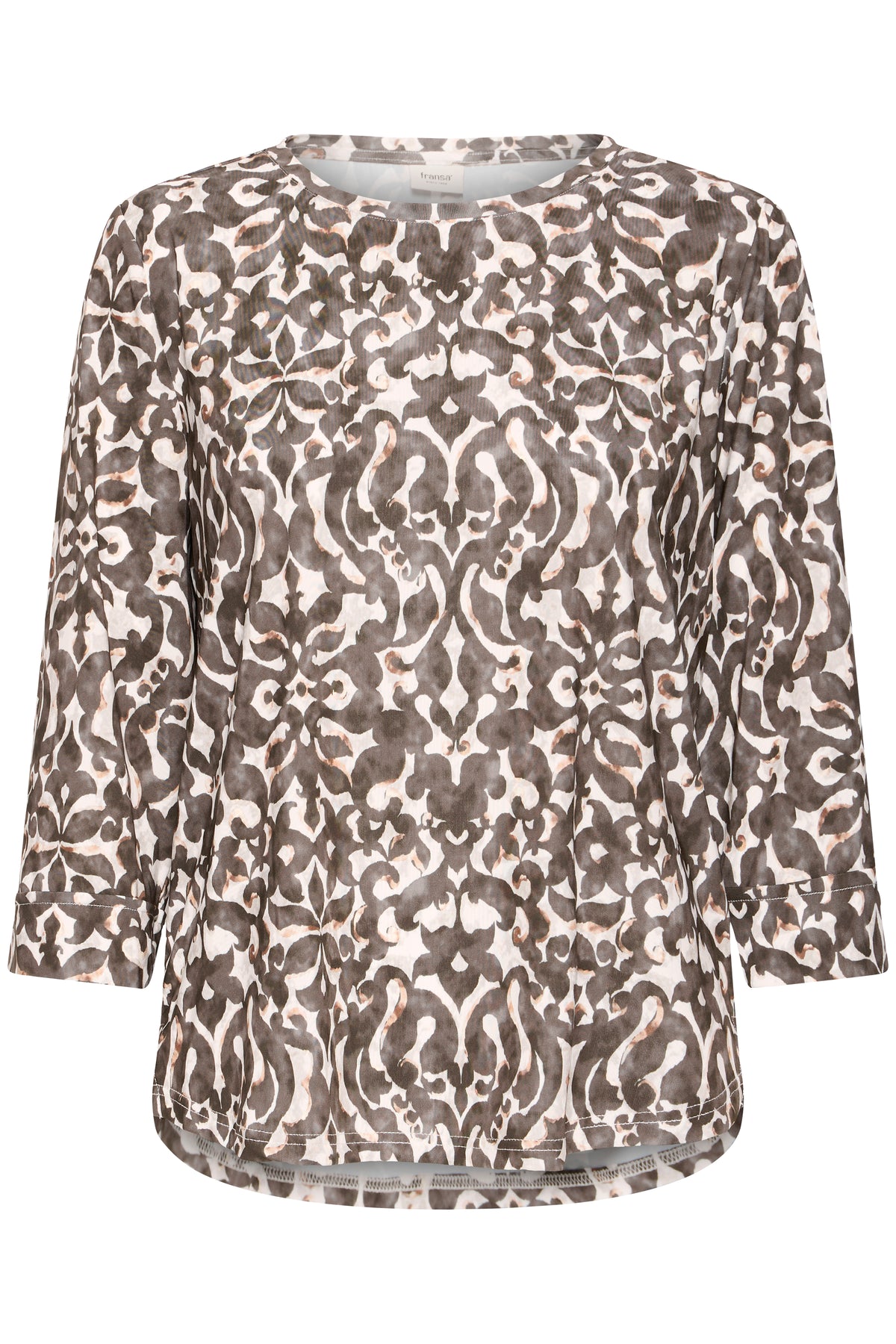 Fransa FrSeen Smokey Olive Abstract Print 3/4 Sleeve Top, 20617416