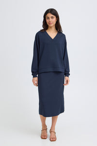 Fransa FrAurora Navy Blazer Modal Oversized V-Neck Top, 20617552