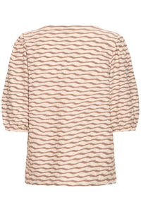 Fransa FrNiamy Taupe Wavy Printed Top, 20617985
