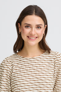 Fransa FrNiamy Taupe Wavy Printed Top, 20617985