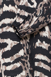 Fransa FrAriana Abstract Driftwood Taupe Printed V-Neck Blouse
