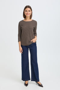Fransa FrJorelia Driftwood Stripe Long Sleeve Dip