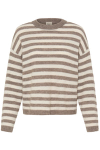 Fransa FrIdaa Driftwood Taupe Striped Supersoft Knit, 20618351