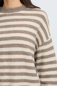 Fransa FrIdaa Driftwood Taupe Striped Supersoft Knit, 20618351