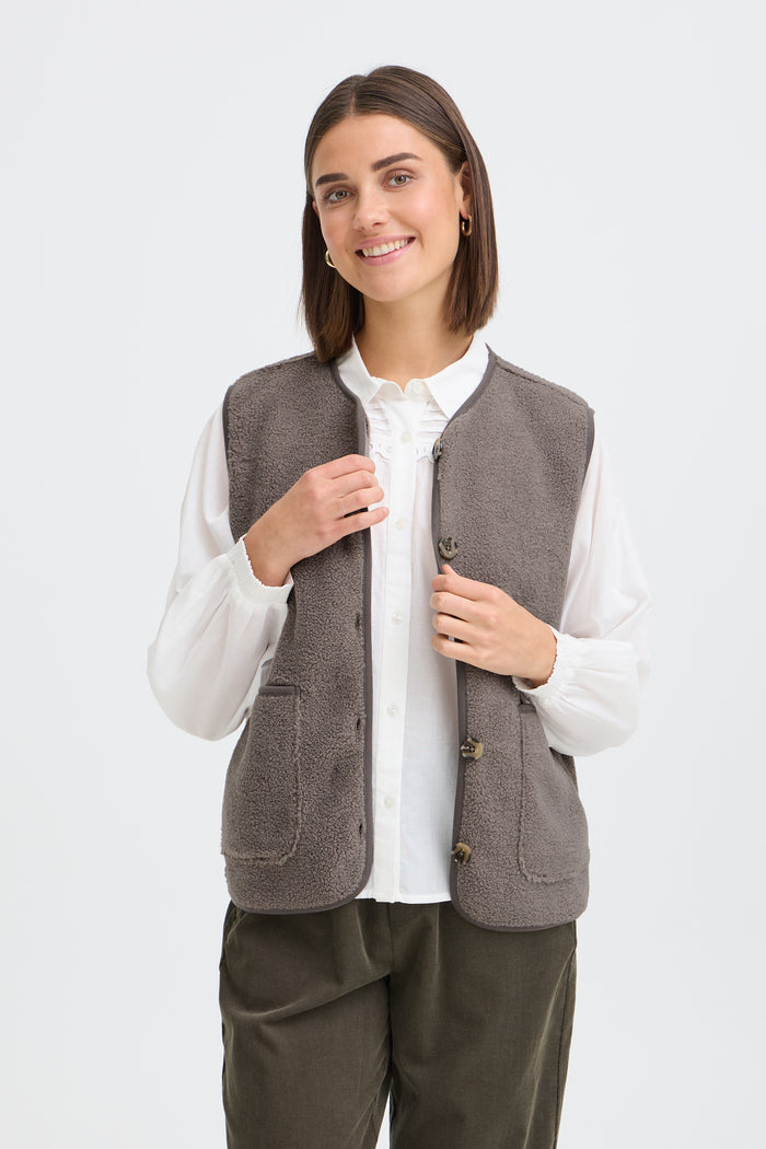 Fransa FrTenya Driftwood Teddy Fleece Gilet, 20618525
