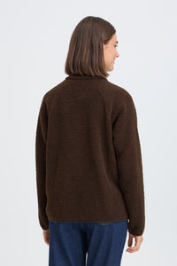 Fransa FrTenya Chocolate Brown 1/2 Zip Teddy Fleece