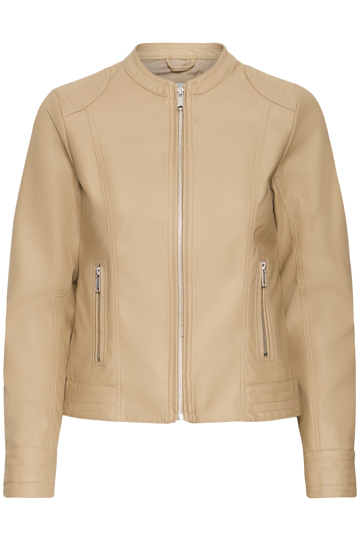 B.Young Byacom Chinchilla Beige Faux Leather Jacket, 20809396