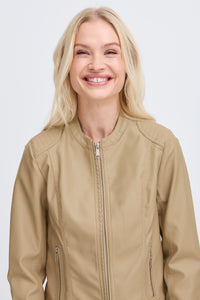 B.Young Byacom Chinchilla Beige Faux Leather Jacket, 20809396