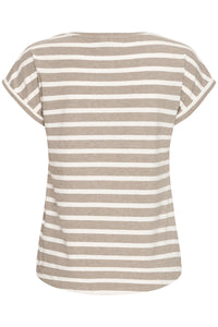 B.Young ByPamila Chinchilla Beige Melange Stripe T-Shirt, 20809561
