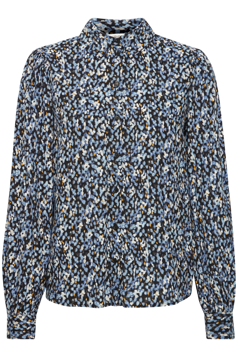 B.Young ByJosa Dusty Blue Flower Mix Printed Shirt