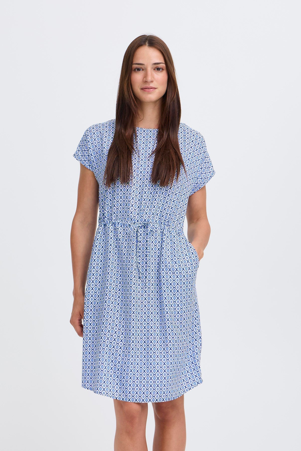 B.Young ByMmjoella Medieval Blue Relaxed Fit Knee Length Dress, 20811226