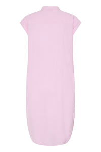 B.Young ByFalakka Parfait Pink Short Sleeve Linen Blend Midi Dress, 20814553