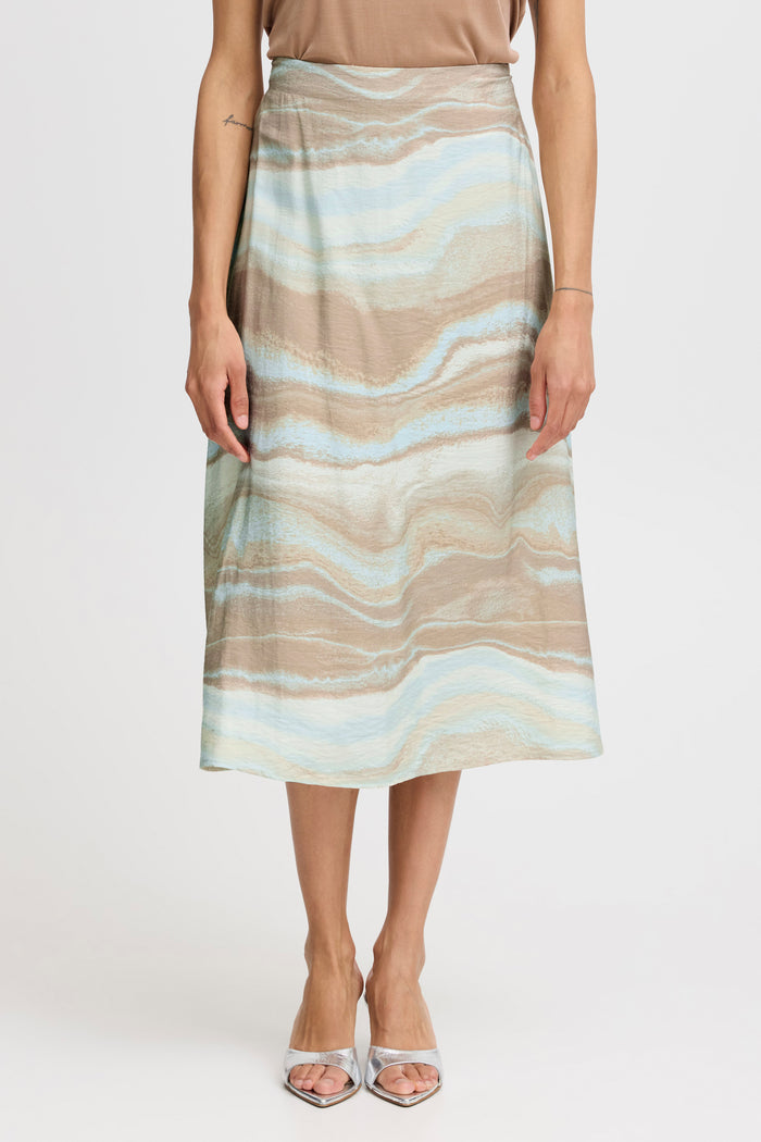 B.Young Byihamma Cement Marble Mix Printed A-Line Midi Skirt, 20814934