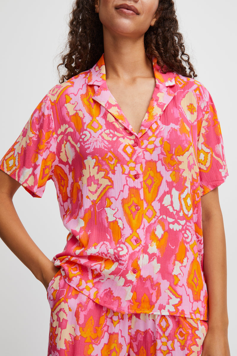 B.Young ByJacqueline Pink Aztec Mix Printed Oversized Shirt, 20815078