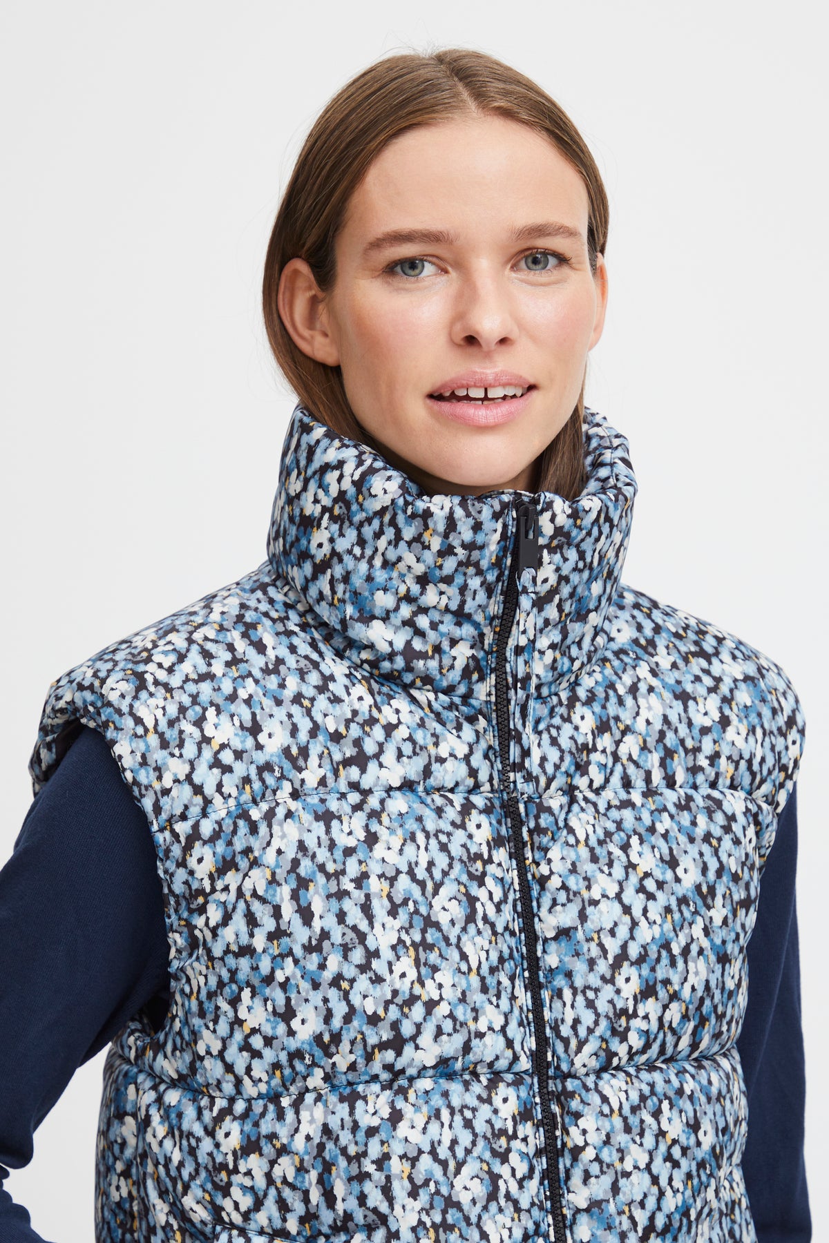 B.Young ByBomilla Dusty Blue Flower Print Gilet, 20815104 