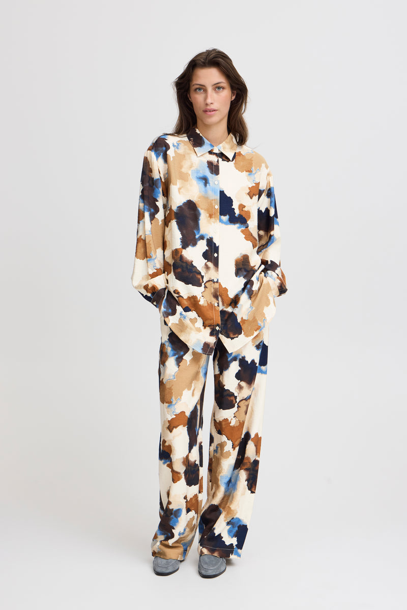 B.Young Byihamma Birch Watercolour Printed Oversized Longline Shirt, 20815223