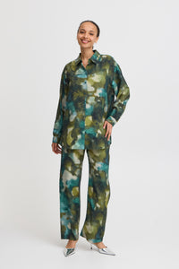 B.Young Byibine Birch Blur Mix Printed Longline Oversized Shirt, 20815569