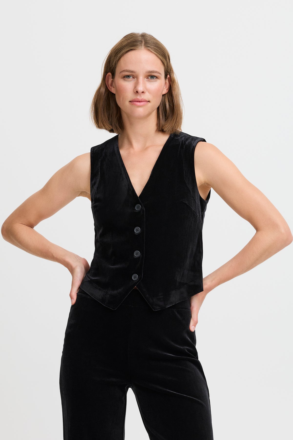 B.Young Byperlina Black Velvet Waistcoat, 20815931