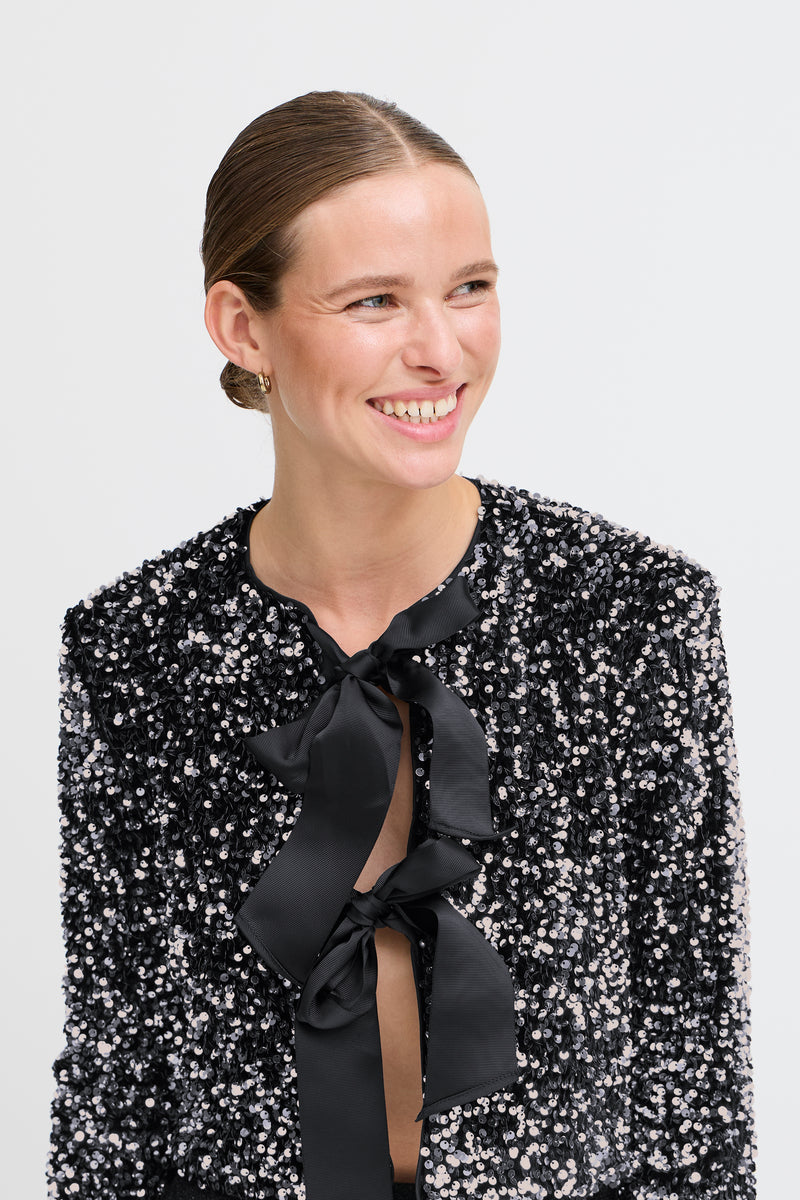 B.Young ByPaillet Silver Sequin Bow Jacket, 20815986