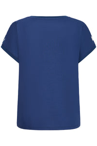 B.Young ByPanya Medieval Blue Swirl Print Silky Front T-Shirt