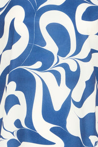 B.Young ByPanya Medieval Blue Swirl Print Silky Front T-Shirt