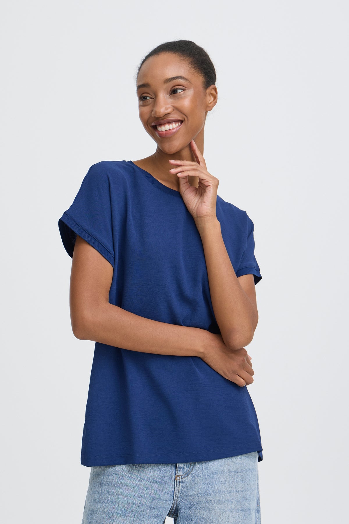 B.Young ByPanyax Medieval Blue Silky Front T-Shirt