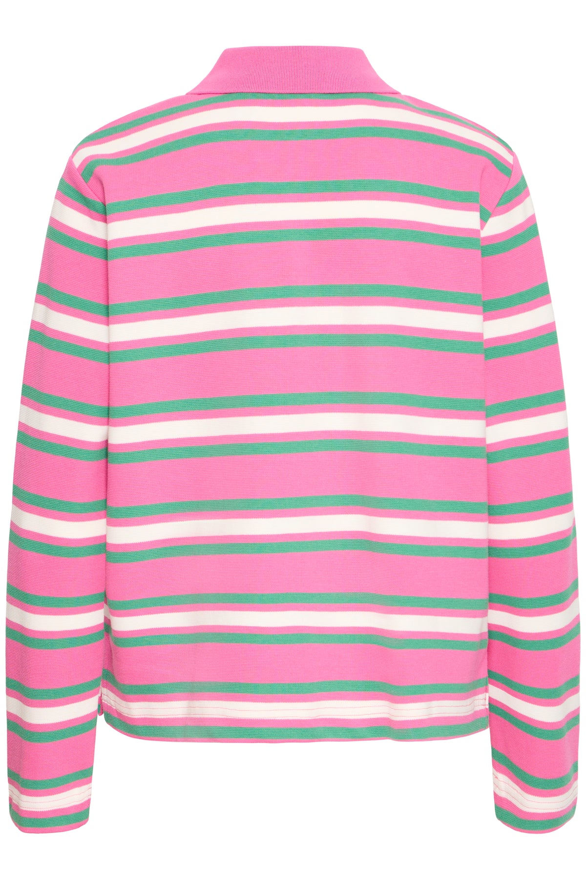 B.Young ByPelda Phlox Pink Multi Stripe Long Sleeve Polo Top, 20818403