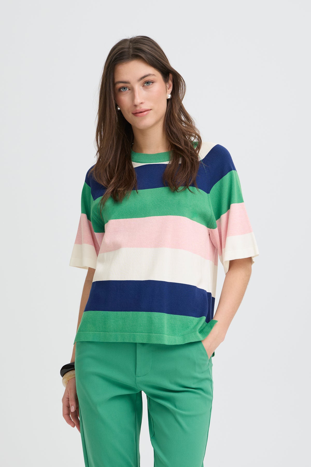 B.Young ByMmorla Parfait Pink Colourblock Stripe Knit, 20818475