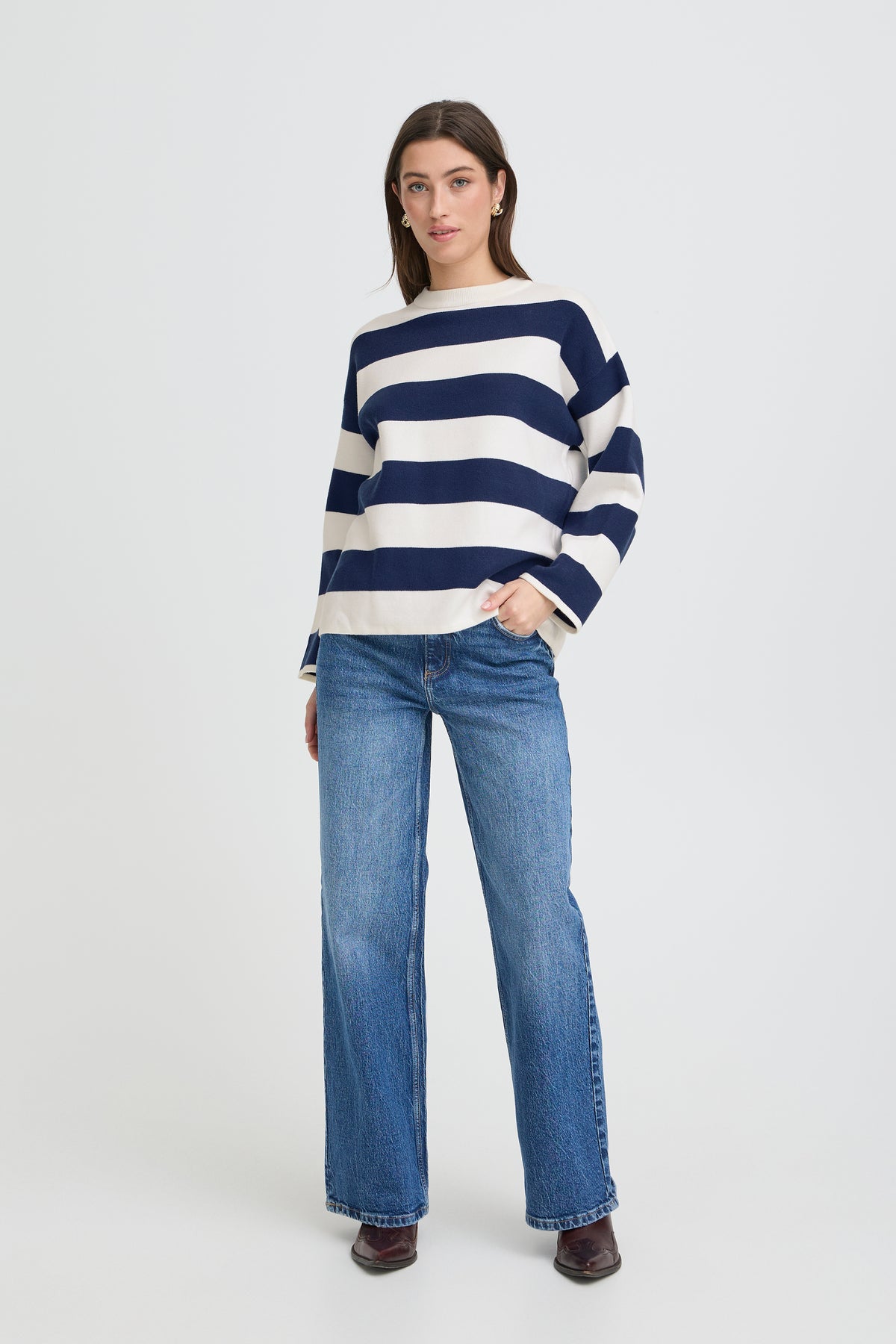 B.Young ByOtari Medieval Blue Striped Supersoft Knit