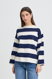 B.Young ByOtari Medieval Blue Striped Supersoft Knit