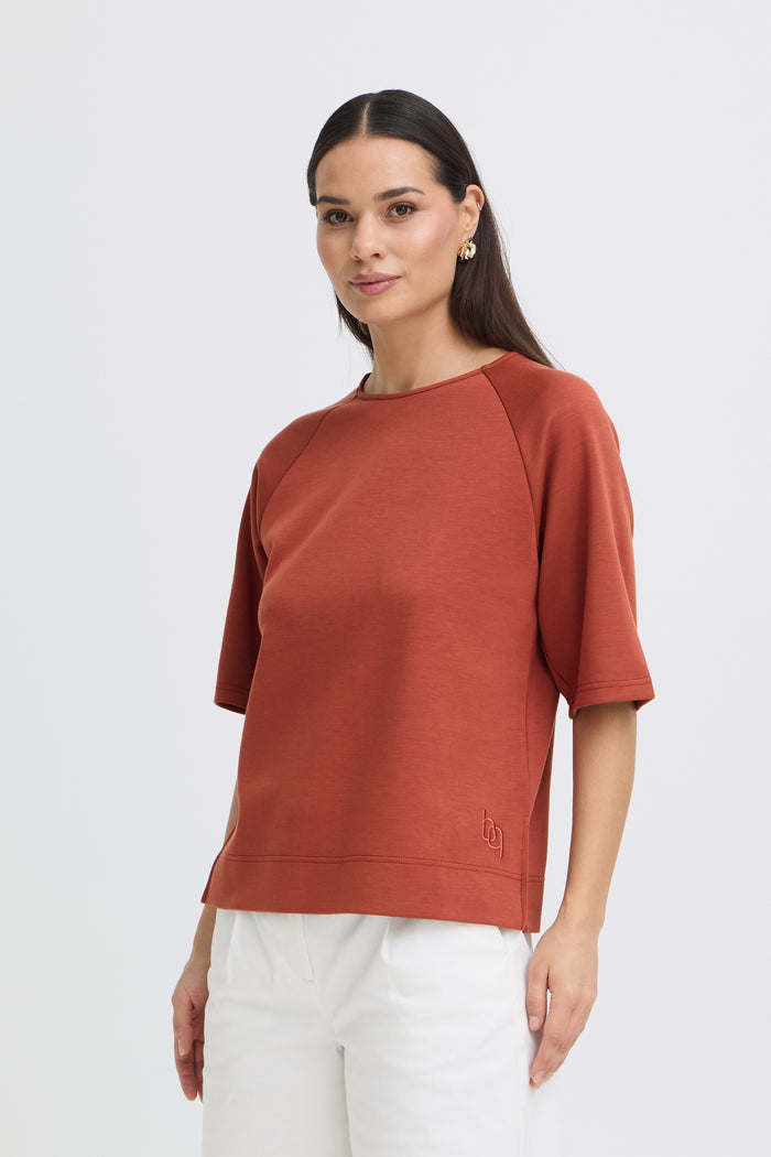 B.Young ByPusti Marsala Modal Round Neck T-Shirt, 20818708