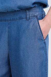 B.Young ByKosmo Mid Blue Denim Wide Leg Cropped Trousers, 20818793