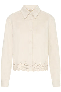 B.Young ByTomira Beige Laser Cut Shirt Jacket