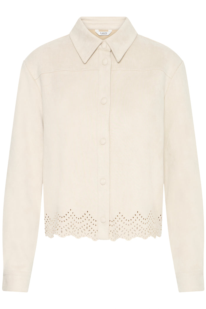 B.Young ByTomira Beige Laser Cut Shirt Jacket