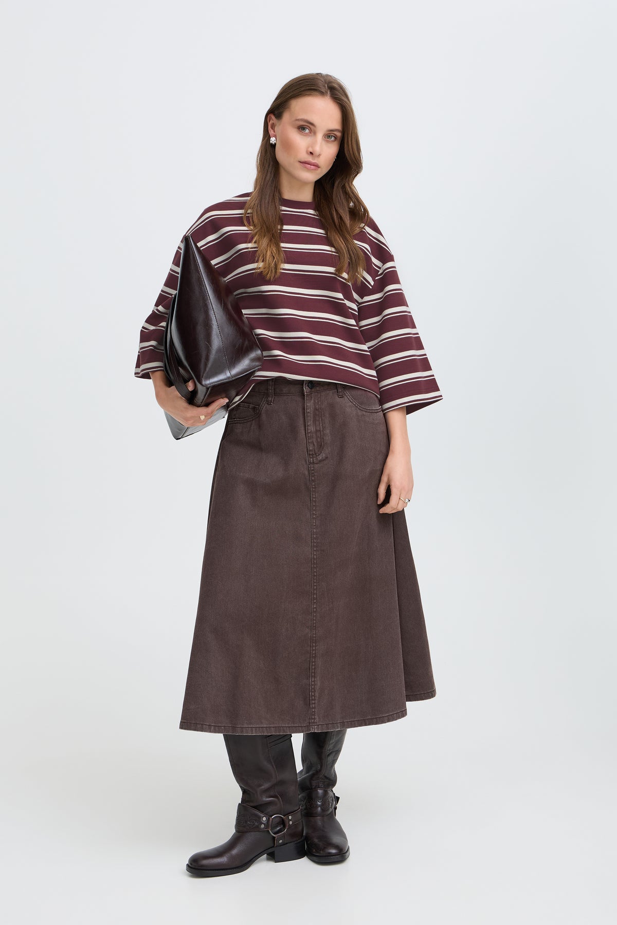 B.Young ByPelda Fig Stripe 3/4 Sleeve T-Shirt