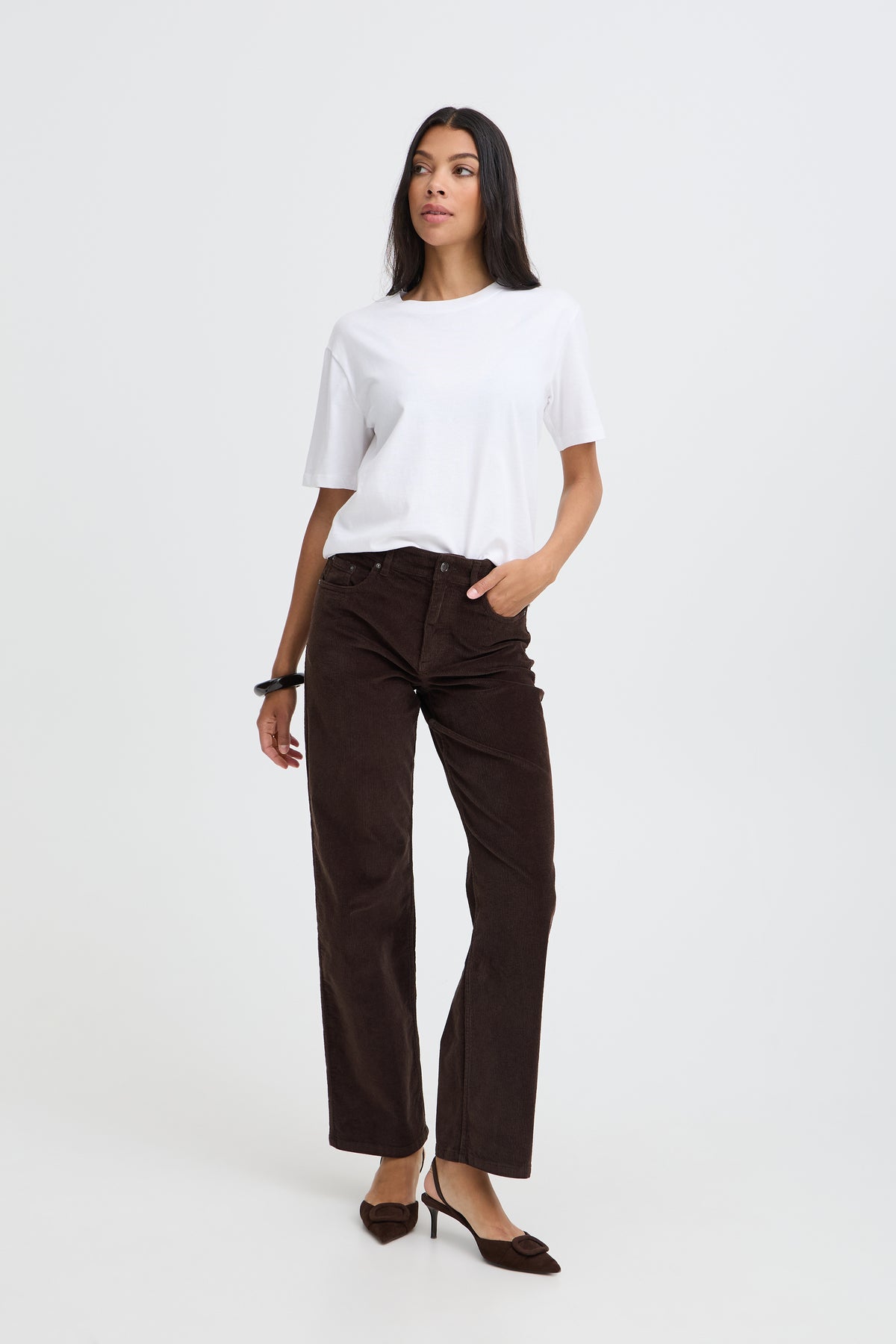 B.Young ByDasik Java Brown Cord Wide Leg Trousers