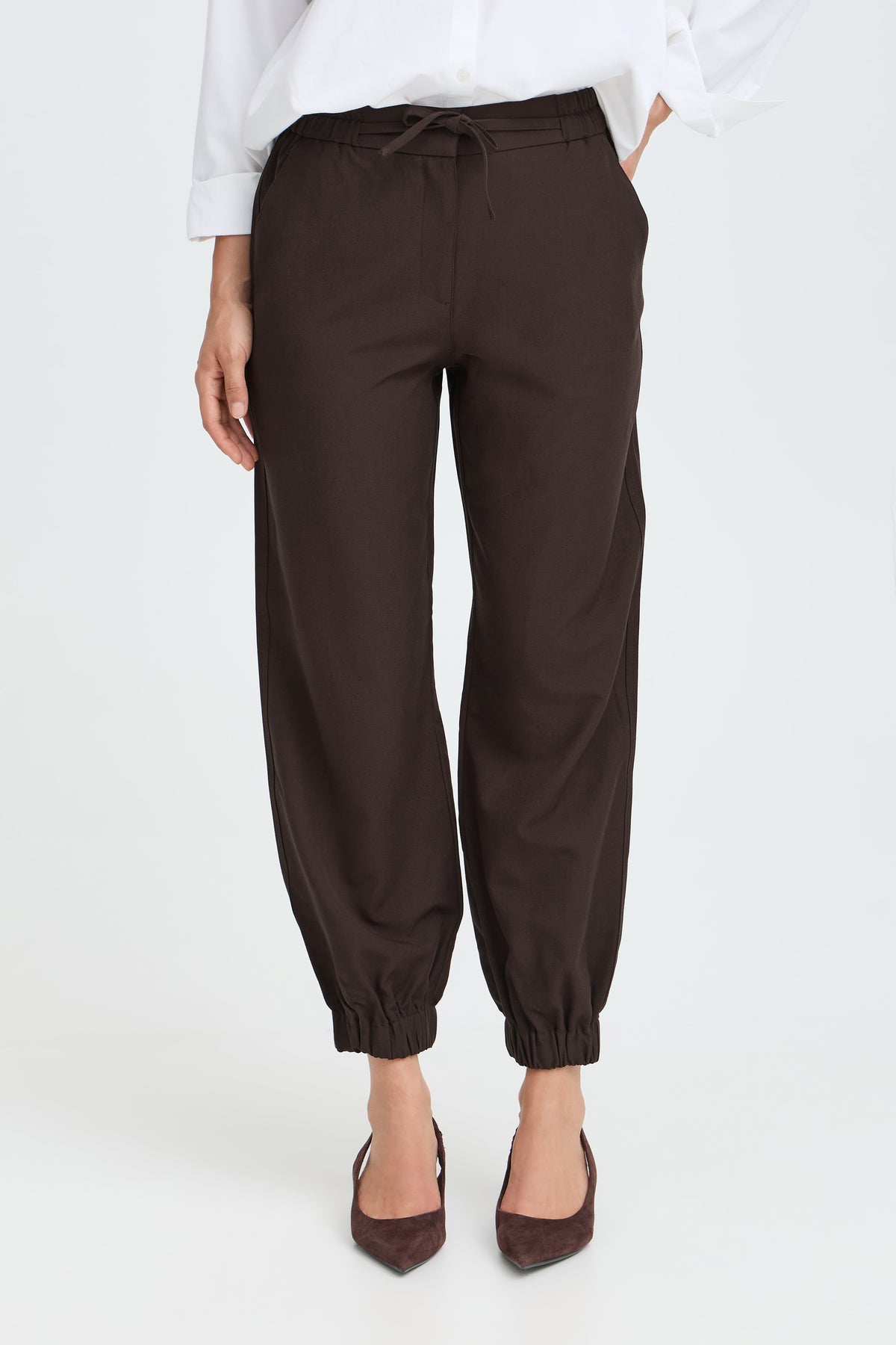 B.Young ByDanta Java Brown Balloon Cuff Trousers