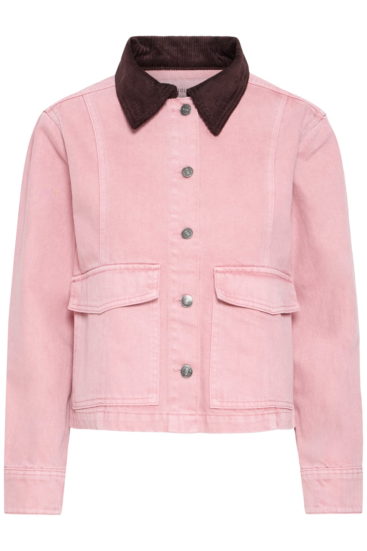 B.Young ByKadi Pink Polignac Denim Jacket with Burgundy Cord Collar, 20819536