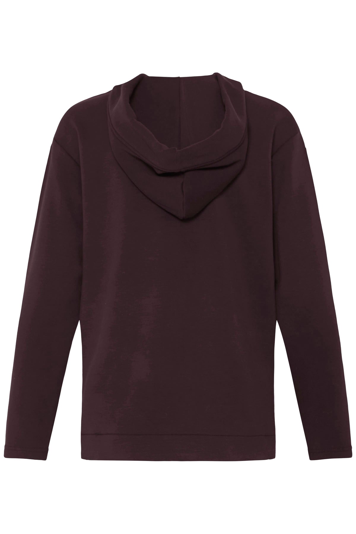 B.Young ByPusti Fudge Burgundy V-Neck Dipped Hem Modal Hoodie