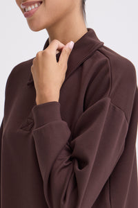B.Young ByPusti Java Brown Modal Polo Sweatshirt