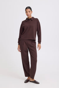 B.Young ByPusti Java Brown Modal Polo Sweatshirt