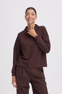 B.Young ByPusti Java Brown Modal Polo Sweatshirt