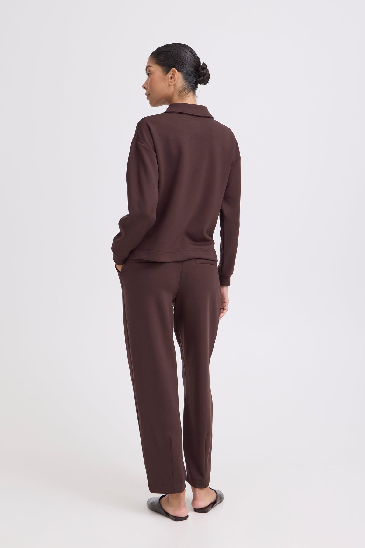B.Young ByPusti Java Brown Modal Polo Sweatshirt