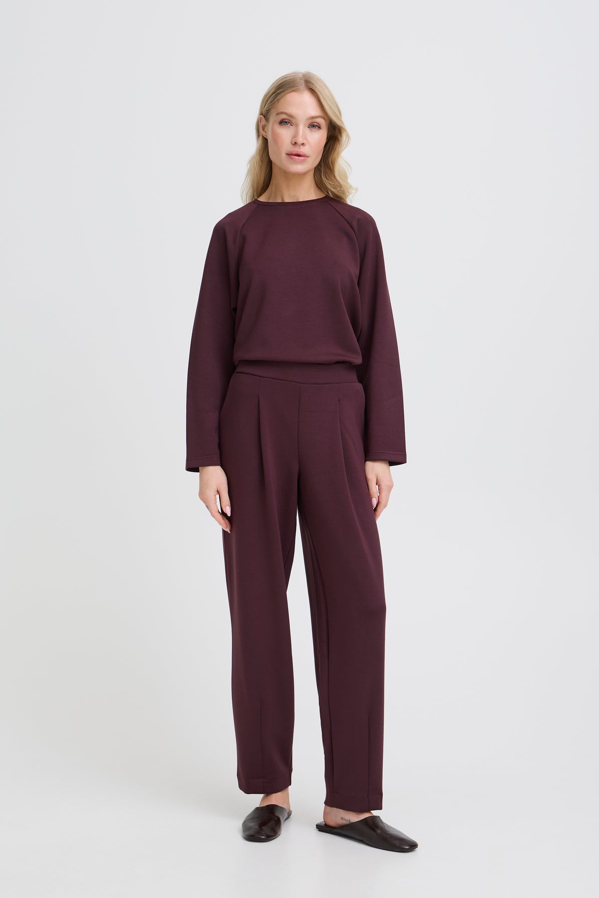 B.Young ByPusti Fudge Burgundy Modal Barrel Leg Joggers, 20819666