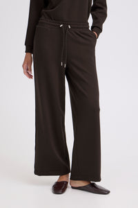 B.Young ByPusti Fudge Burgundy Modal Wide Leg Joggers with Piping Trim, 20819667