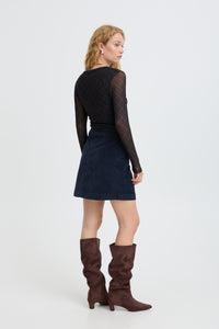 B.Young ByToa Dark Sapphire Check Long Sleeve Mesh Top, 20819912