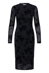 B.Young ByRimesha Black Meteorite Mesh Midi Dress