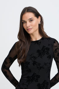 B.Young ByRimesha Black Meteorite Mesh Midi Dress